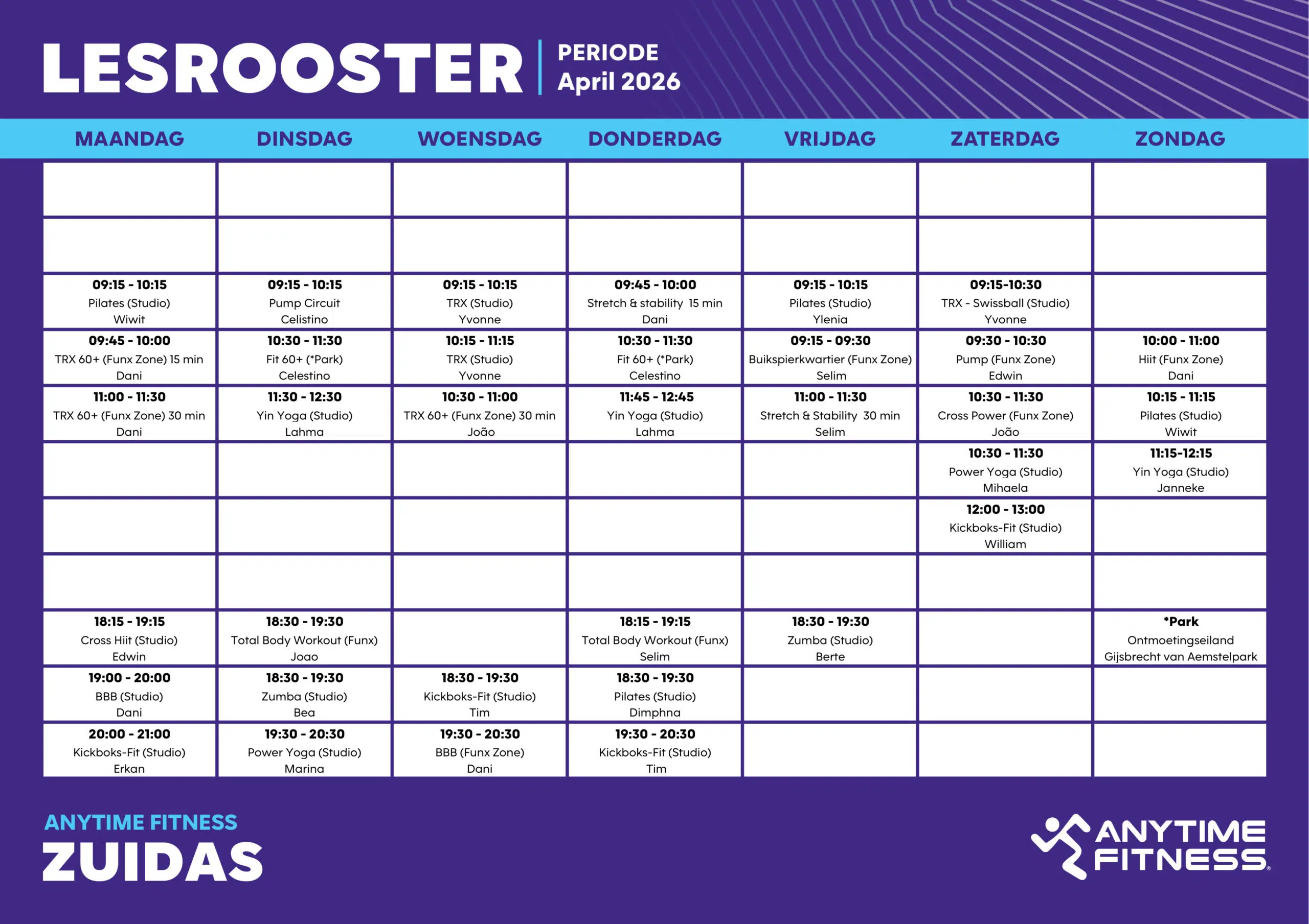 Group lesson schedule